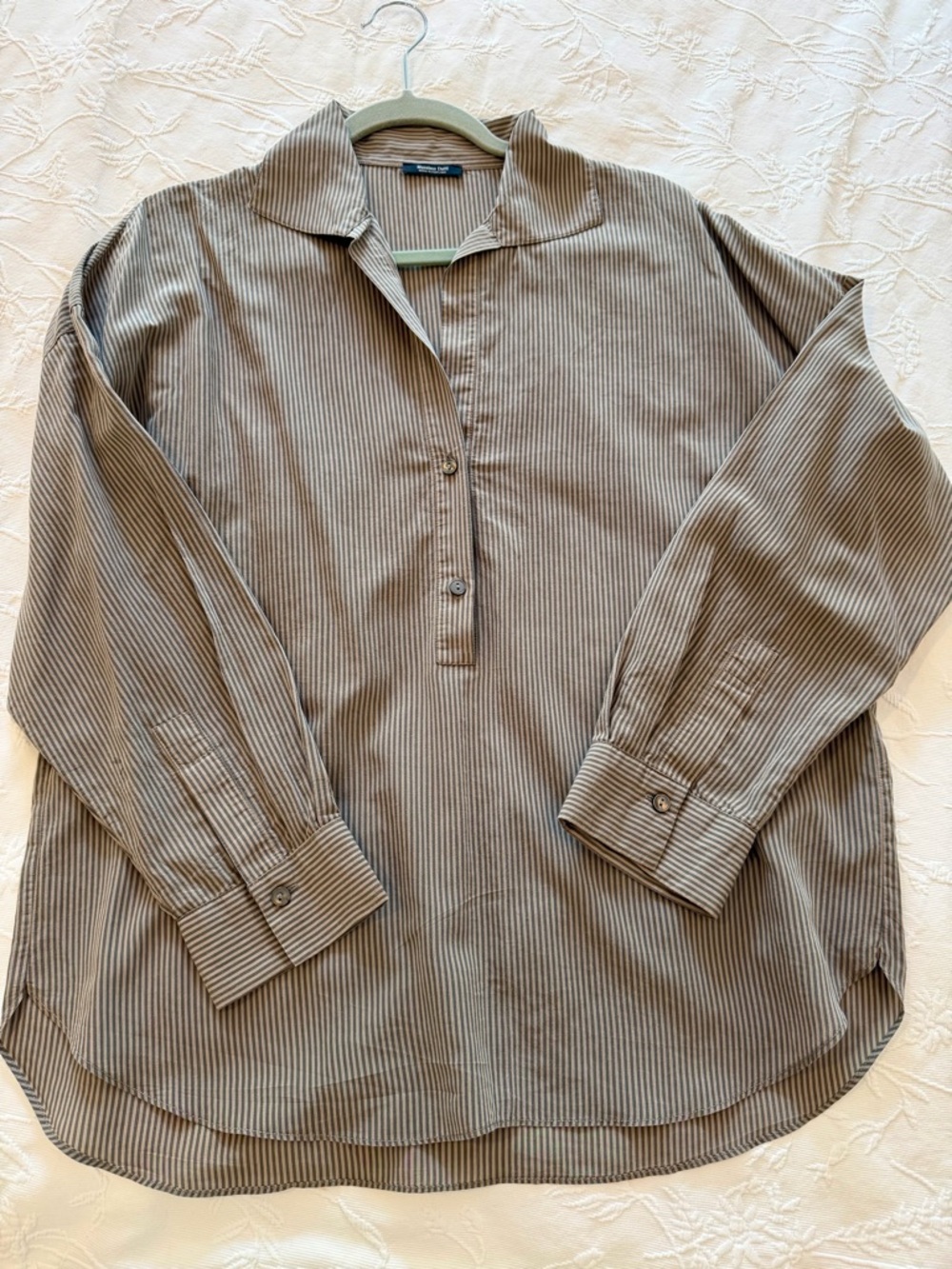 Massimo Dutti Brown Pinstripe Button-Front Casual Shirt